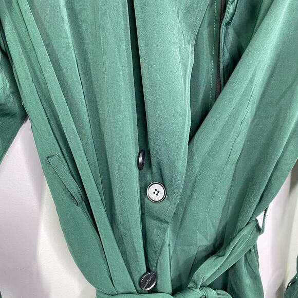 Studio Fun Green Button Front Long Sleeve Belted Coat Women's Size Small S - Picture 6 of 12